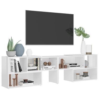 vidaXL TV plaukts, 149x30x52 cm, spīdīgi balts, skaidu plāksne