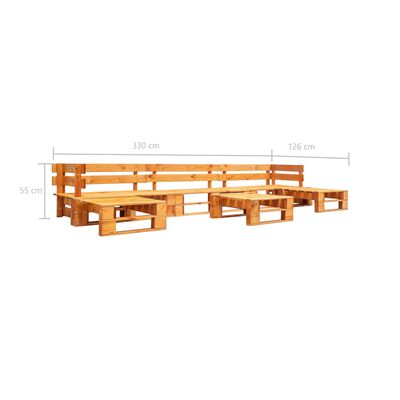 vidaXL 6-daļīgs palešu dīvāna komplekts, medus brūns koks