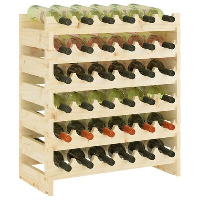 vidaXL vīna pudeļu plaukts, 65 x 29 x 68 cm, priedes masīvkoks