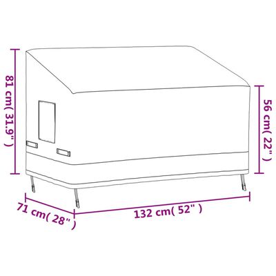 vidaXL divvietīga sola pārsegs, bēšs, 132x71x56/81 cm, 600D audums
