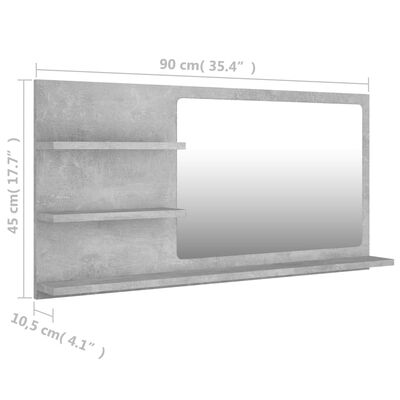 vidaXL vannasistabas spogulis, pelēks, 90x10,5x45 cm, skaidu plāksne