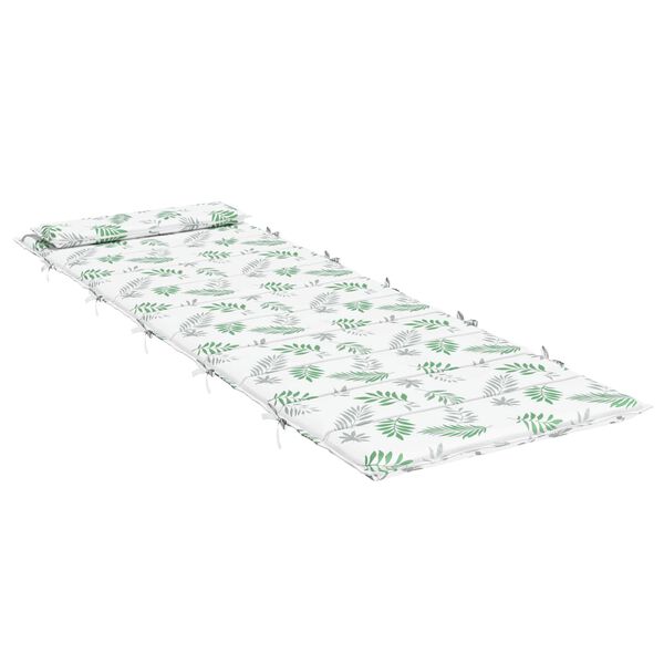 vidaXL Saules atpūtas spilvens Balts un zaļ&scaron; 178 x 60 x 4 cm