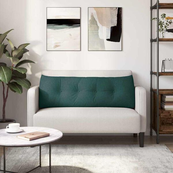 vidaXL Atpakaļ spilvens Tum&scaron;i zaļ&scaron; 140 x 24 x 50 cm audums