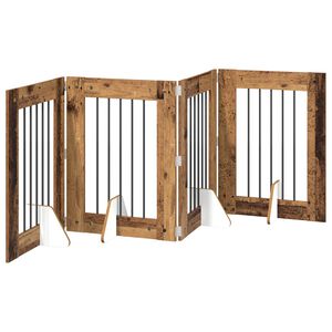vidaXL Salokāms suņu vārti ar statīviem 4 gab. Vecs koks 241 cm