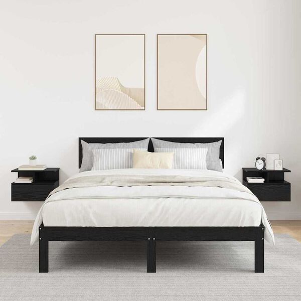 vidaXL Peldo&scaron;ais naktsgaldiņ&scaron; 2 pcs Melns ozolkoks 40 x 31 x 28 cm