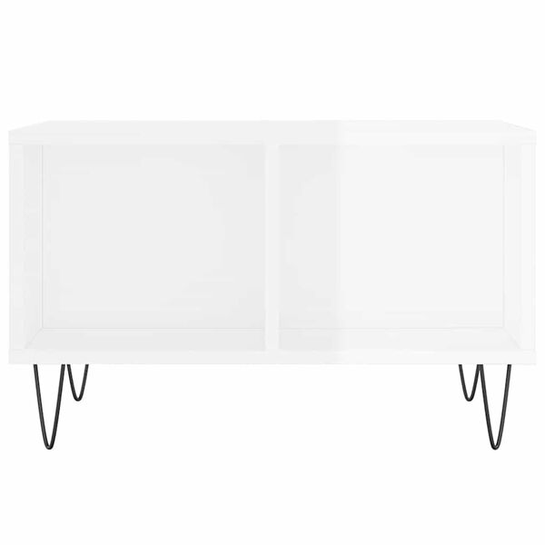 vidaXL kafijas galdiņ&scaron;, spīdīgi balts, 60x50x36,5, inženierijas koks