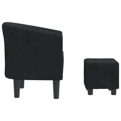 vidaXL atpūtas krēsls ar kājsoliņu, melns samts