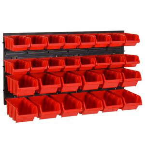 vidaXL instrumentu plaukts, melns ar sarkanu, 30 daļas, 77x39 cm