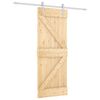 vidaXL Slīdo&scaron;ās durvis Dabisks un balts 80 x 210 cm Priedes masīvkoks