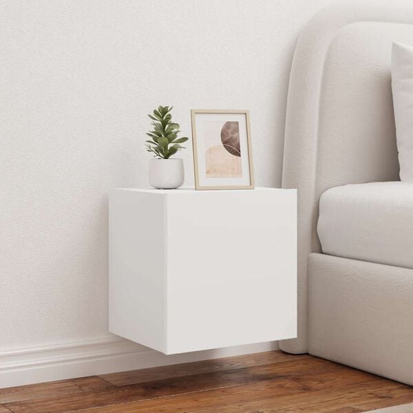 vidaXL TV galdiņi ar LED lampiņām, 2 gab., balti, 40,5x35x40 cm