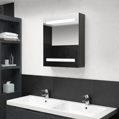 vidaXL vannasistabas skapītis ar spoguli un LED, pelēks, 50x14x60 cm