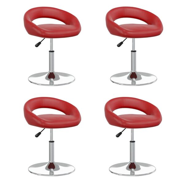 vidaXL grozāmi virtuves krēsli, 4 gab., vīnsarkana mākslīgā āda