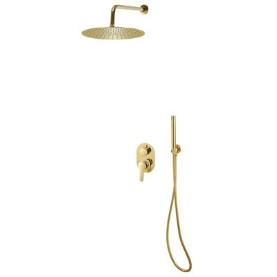 vidaXL dušas komplekts, nerūsējošs tērauds 201, zelta krāsā