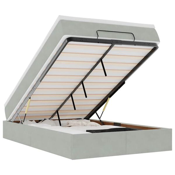 vidaXL Osmaņu gulta ar matrača, gai&scaron;i pelēks, 120x190 cm, samts