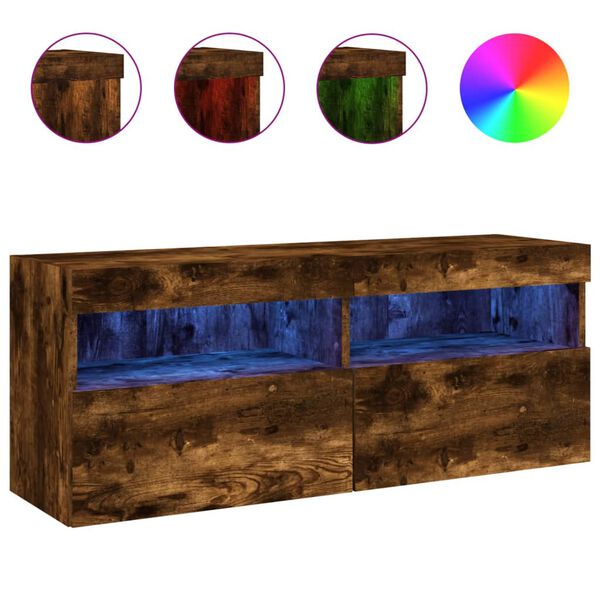 vidaXL TV plaukti ar LED lampiņām, 100x30x40 cm, ozolkoka krāsā