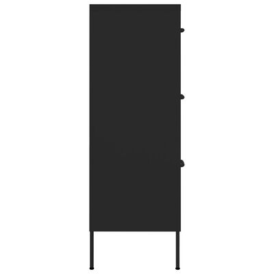 vidaXL atvilktņu skapītis, 80x35x101,5 cm, tērauds, melns