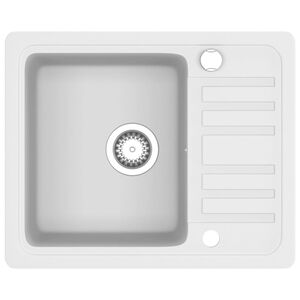 vidaXL virtuves izlietne, viena bļoda, balts granīts