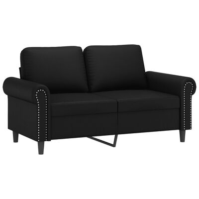 vidaXL divdaļīgs dīvānu komplekts ar spilveniem, melna mākslīgā āda