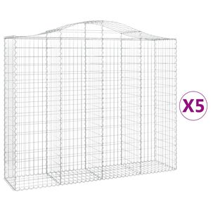 vidaXL arkveida gabiona grozi, 5 gb., 200x50x160/180cm, cinkota dzelzs