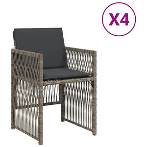 vidaXL dārza krēsli ar matračiem, 4 gab., pelēka PE rotangpalma
