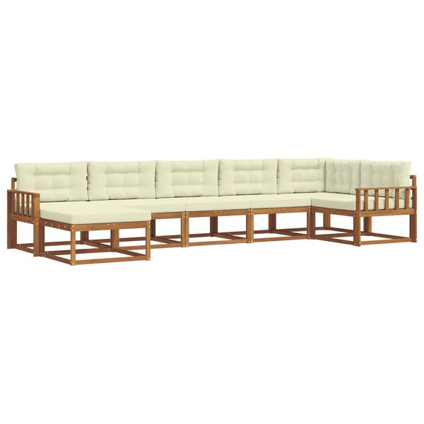 vidaXL Āra dīvānu komplekts ar spilvenu 7 pcs Dabisks un krējuma