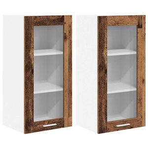 vidaXL Piekarams skapītis ar durvīm 2 pcs Vecs koks 40 x 31 x 80 cm