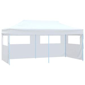 vidaXL saliekama nojume ar 4 sienām, balta, 3x6 m, tērauds