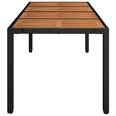 vidaXL dārza galds, koka virsma, melns, 190x90x75 cm, PE rotangpalma