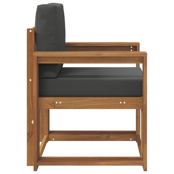 vidaXL Āra dīvāns Cieta akācijas koks un poliesters Dabiska