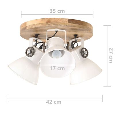 vidaXL griestu lampa, industriāls dizains, balta, 42x27 cm, 25 W, E27