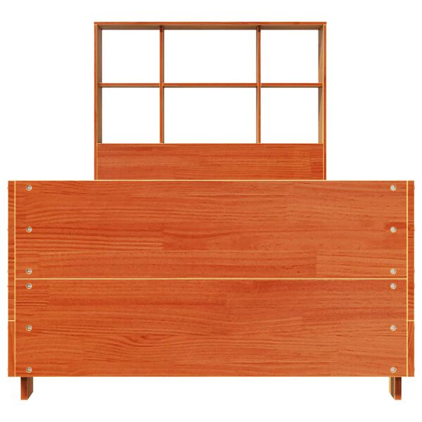 vidaXL gulta bez matrača, vaska brūnas, 90x200 cm, priedes masīvkoks