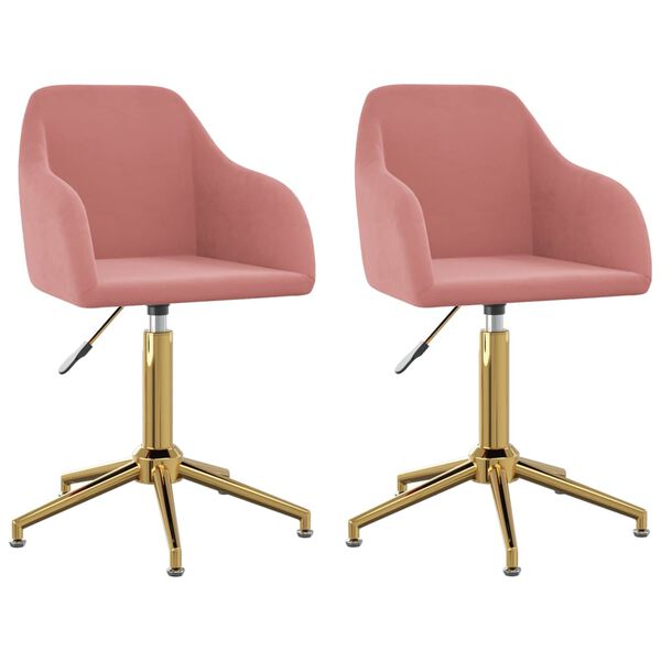 vidaXL grozāmi virtuves krēsli, 2 gab., rozā samts