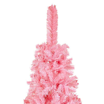 vidaXL izgaismota Ziemassvētku egle ar rotājumiem, rozā, 120 cm, PVC