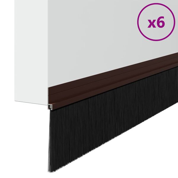 vidaXL Pa&scaron;līpojo&scaron;as durvju birstes 6 pcs Brūna 100 cm