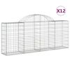 vidaXL arkveida gabiona grozi, 12 gb., 200x30x80/100cm, cinkota dzelzs
