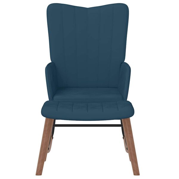 vidaXL &scaron;ūpuļkrēsls ar kāju balstu, zils samts