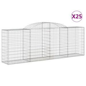 vidaXL arkveida gabiona grozi, 25gb., 300x50x100/120cm, cinkota dzelzs