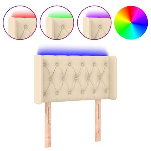 vidaXL gultas galvgalis ar LED, 83x16x78/88 cm, krēmkrāsas audums