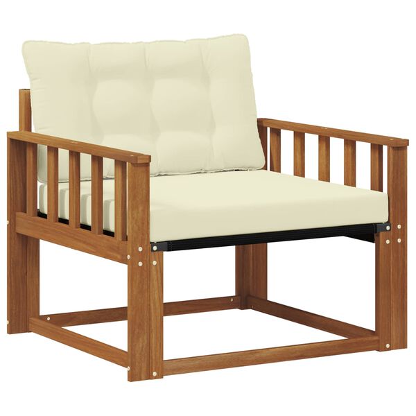 vidaXL Āra dīvānu komplekts Cieta akācijas koks un tekstilēns Dabiska