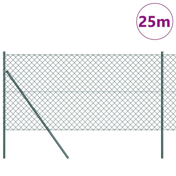 vidaXL Žoga āķis Zaļa 25 x 1,2 m (60 x 60 mm siets) Tērauds un PVC