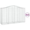 vidaXL arkveida gabiona grozi, 15gb., 200x50x120/140cm, cinkota dzelzs