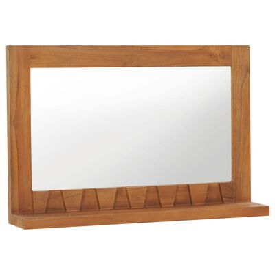 vidaXL sienas spogulis ar plauktu, 60x12x40 cm, masīvs tīkkoks