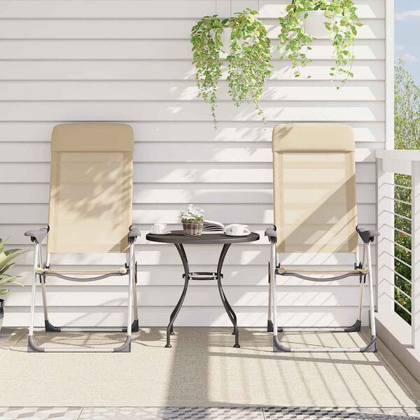 vidaXL kempinga krēsli, 2 gab., krēmkrāsā, alumīnijs, salokāmi