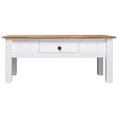 vidaXL kafijas galdiņš, balts, 100x60x45 cm, priedes masīvkoks