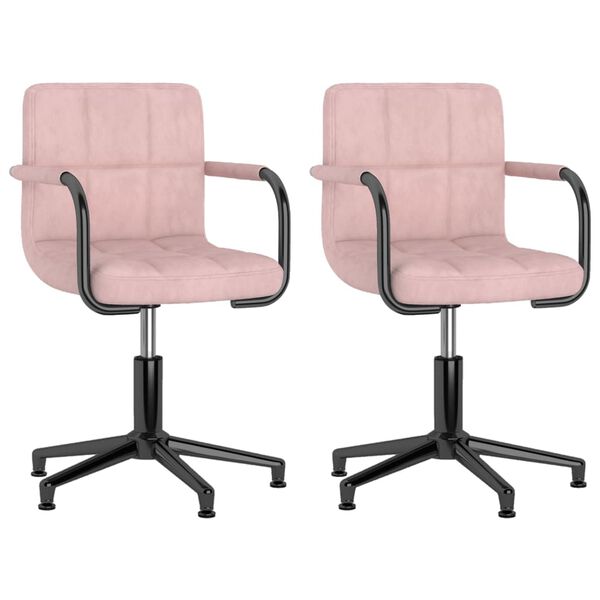 vidaXL grozāmi virtuves krēsli, 2 gab., rozā samts