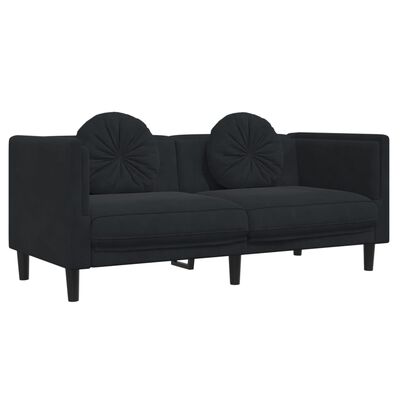 vidaXL divdaļīgs dīvānu komplekts ar spilveniem, melns samts