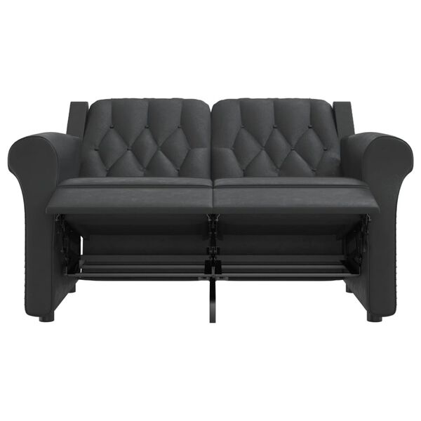 vidaXL divvietīgs masāžas krēsls, atgāžams, spīdīgi melna mākslīgā āda