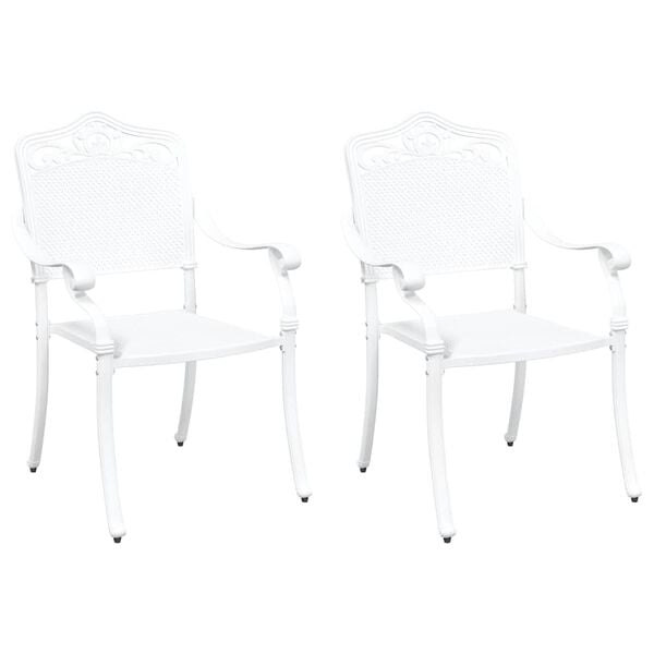 vidaXL Dārza krēsls 2 pcs Balts 55 x 56.5 x 91cm Alumīnijs