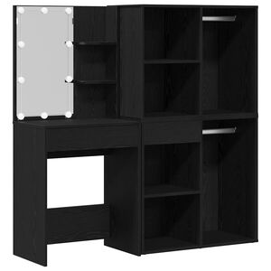 vidaXL LED grims galda komplekts Melns ozolkoks 140 x 40 x 140 cm