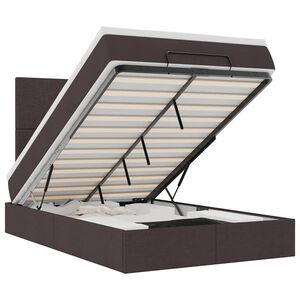 vidaXL Osmaņu gultas rāmis ar matrača tum&scaron;i pelēks 120x200 cm audums